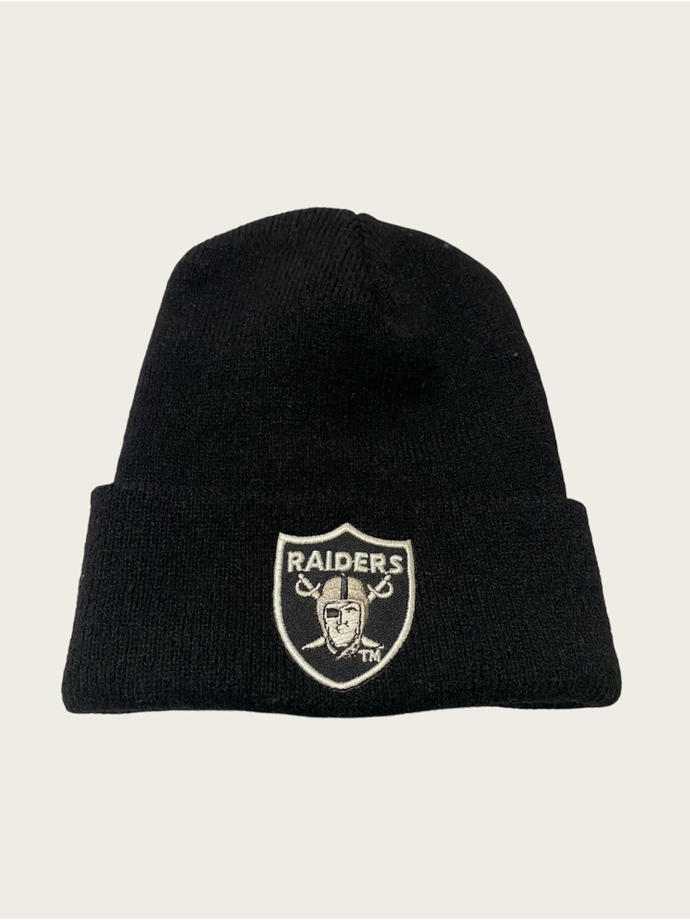 Vintage 90s LA Raiders Beanie Bonnet Black Made In USA Rossmor Industries NFL
